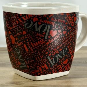 Love Hearts Coffee Mug MTY International White & Red Collectible Mug